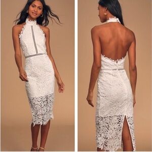 NWT Lulu's Divine Destiny White Lace Midi Dress Size XS